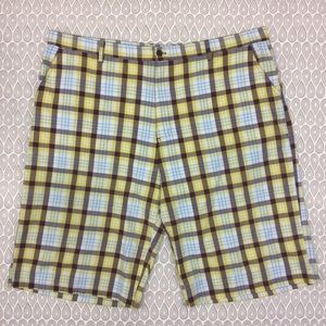 Red Ape Mens Yellow Maroon Plaid Shorts SZ 6XL D28